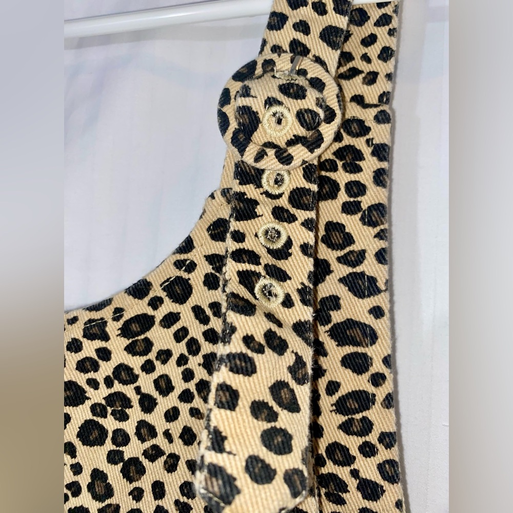 * SOLD ON M * 100% Cotton Leopard Print Adjustable Short Overalls Size Medium - Picture 4 of 7
